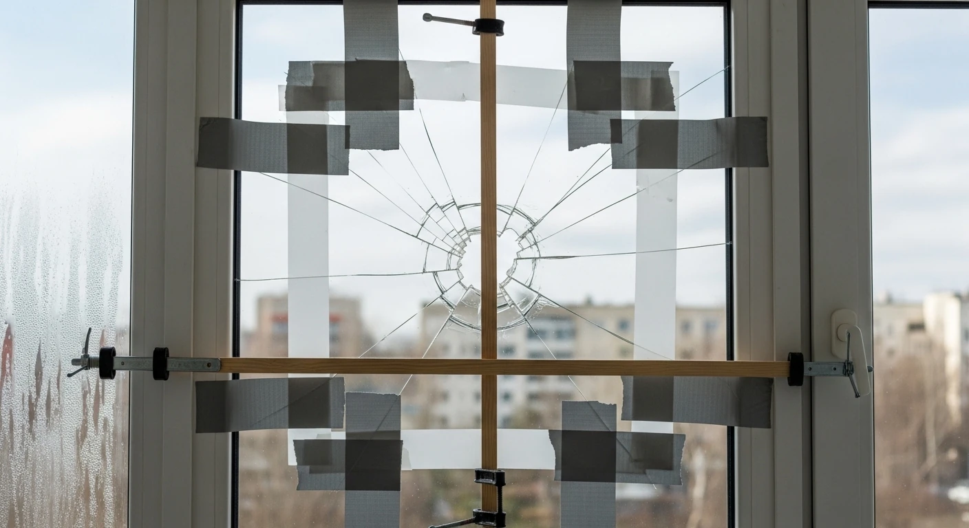 Vitrine commerciale cassée